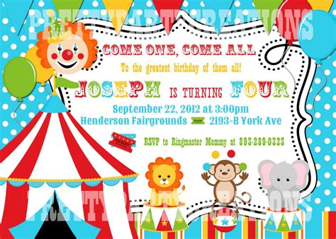 Circus Birthday Invitations Templates | Circus party invitations, Circus birthday invitations ...