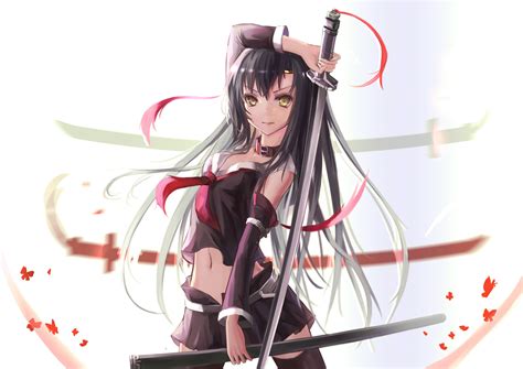 anime, Samurai, Girl, Dress, Sword, Long, Hair Wallpapers HD / Desktop and Mobile Backgrounds