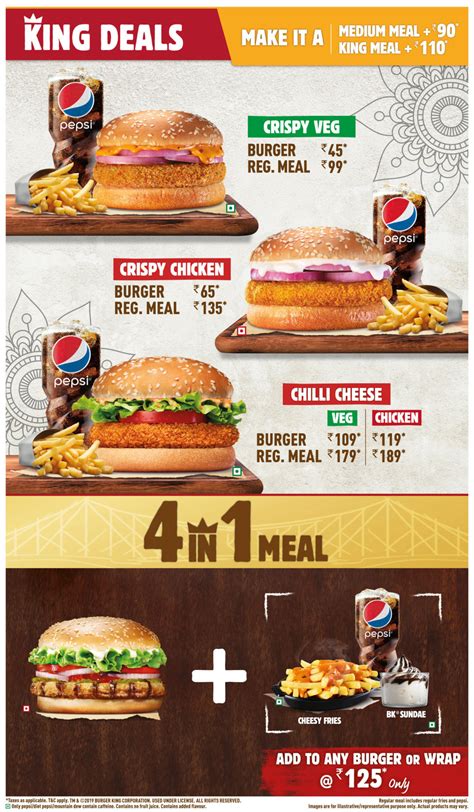 Burger King Menu, Menu for Burger King, Quest Mall, Ballygunge, Kolkata