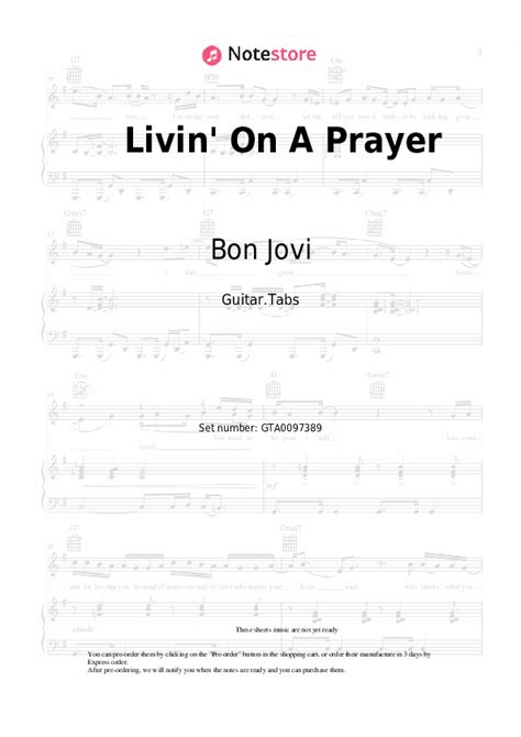 Livin' On A Prayer tabs guitar Bon Jovi in Note-Store.com | Guitar.Tabs ...