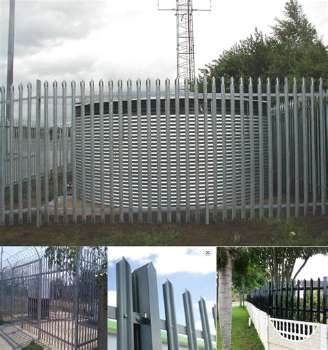 Galvanized metal palisade fencing