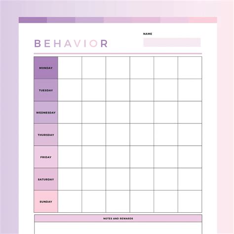 Printable Behaviour Chart For Kids | Instant Download PDF | A4 and US Letter – Plan Print Land