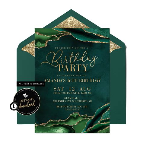 Green And Gold Invitation Template