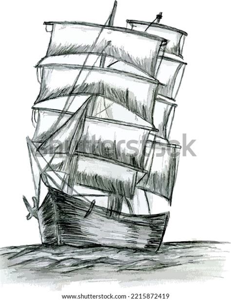 Ship Black White Sketch Stock Vector (Royalty Free) 2215872419 | Shutterstock