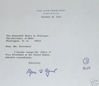 Vice President Spiro Agnew Resignation Letter REPLICA! | #21570549