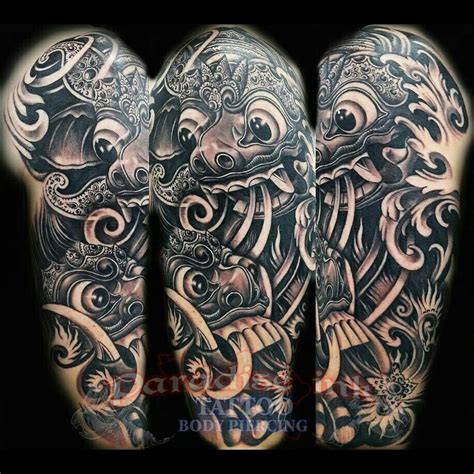 Bali mask Leg Tattoo Men, Half Sleeve Tattoo, Sleeve Tattoos, Skull ...