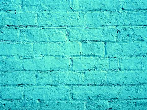 Turquoise Painted Brick Wall Free Stock Photo - Public Domain Pictures