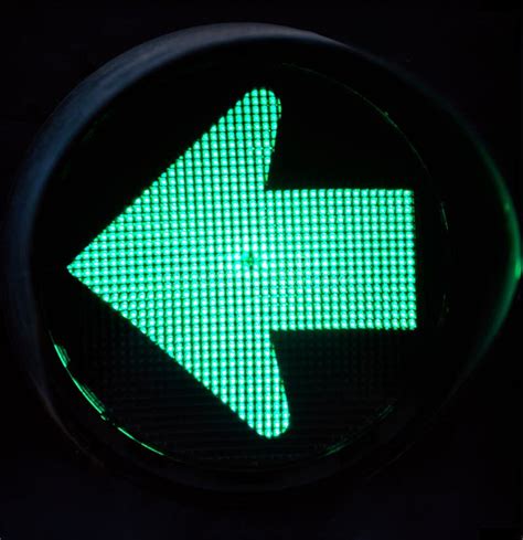 Green Traffic Light with Green Arrow Light Up Turn Left Stock Image - Image of safety, left ...