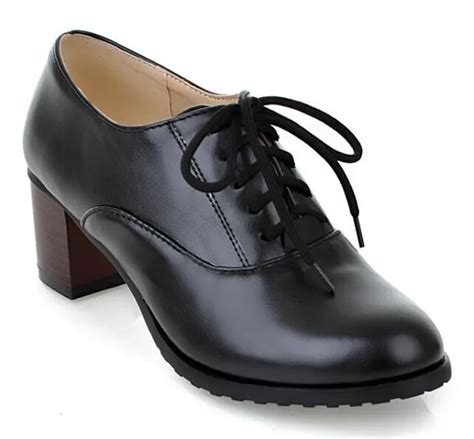 Free Shipping Women Casual Office Work Shoes Single Comfortable lady Heel Shoes Ladies Leather ...