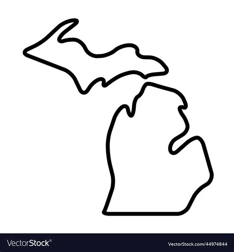 Michigan black outline map state of usa Royalty Free Vector