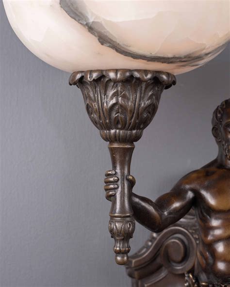 A fine pair of bronze antique wall sconces with alabaster bowls - Fritz ...