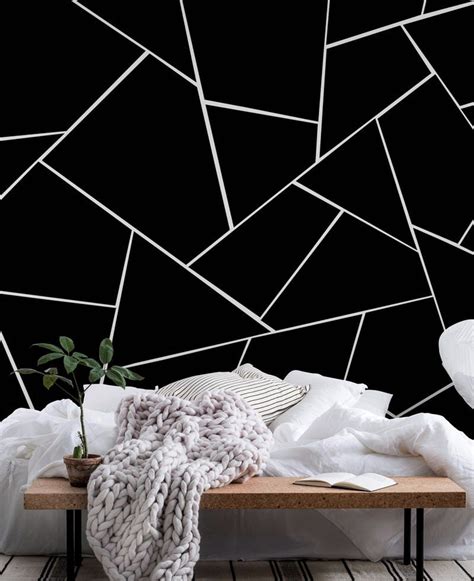 Black White Geometric Glam 2 Wallpaper | Geometric wall paint, Black painted walls, Room wall ...