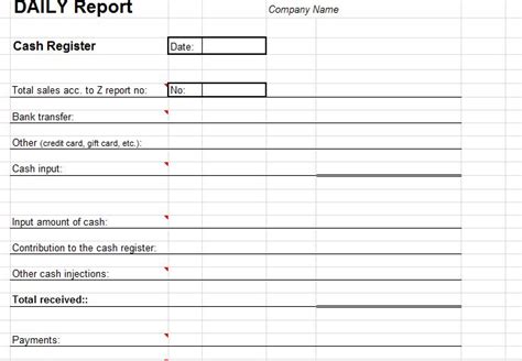 Daily Cash Transaction Report | Cash Report