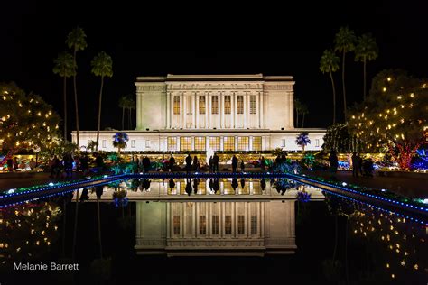 Mesa Arizona LDS Temple with Christmas Lights by Melanie Barrett