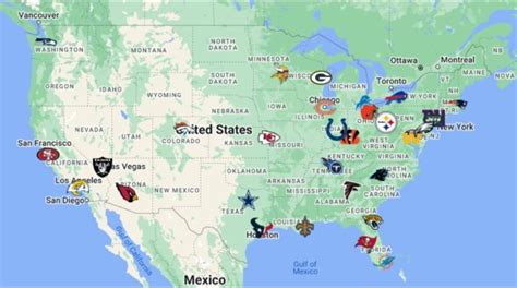 NFL Teams Map with Logos | NFL Teams Location - FTS DLS KITS