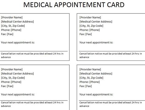 Medical Appointment Card