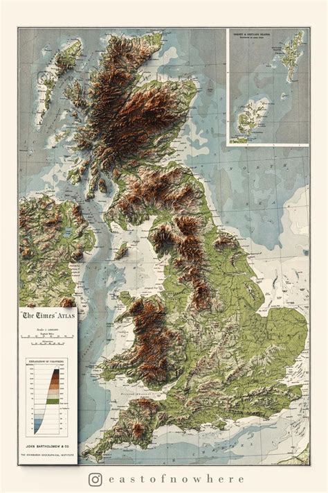 The Topography of the UK (1922) | Relief map, Geography map, Terrain map