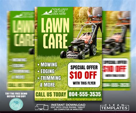 Lawn Care Service Flyer Edit Online 5X7 Digital & | Etsy