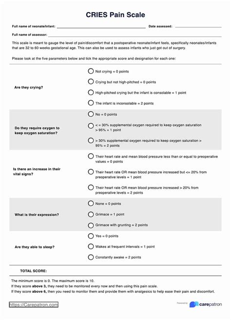 CRIES Pain Scale & Example | Free PDF Download