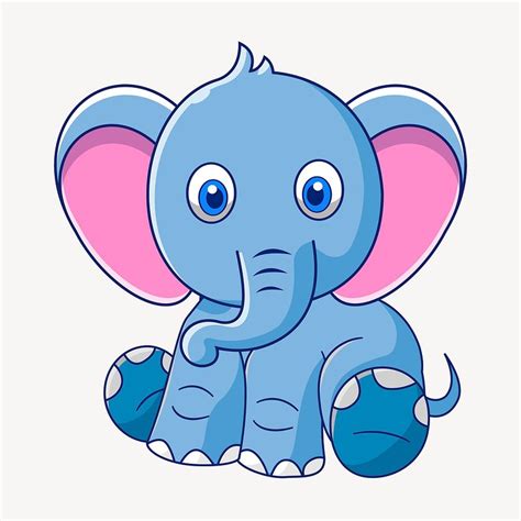 Baby elephant clipart, animal cartoon | Free Photo - rawpixel