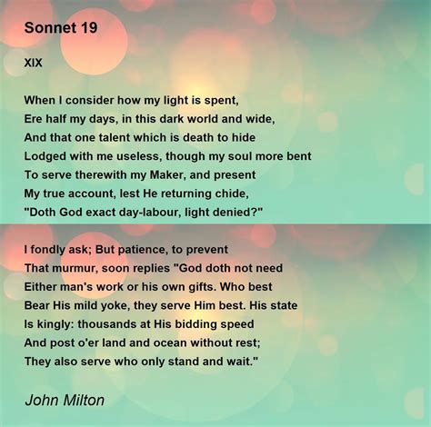 Sonnet 19 Poem by John Milton - Poem Hunter