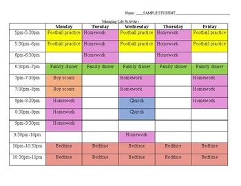 Time Management: Chart by Private Counseling | TPT