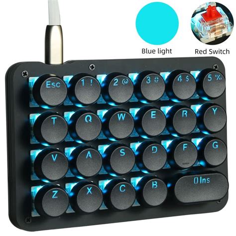 Koolertron One Handed Macro Mechanical Keyboard, 23 Fully Programmable Keys with Retro Classic ...