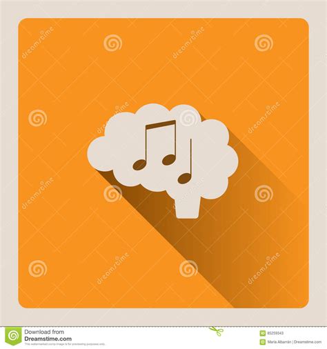 Brain Thinking in Music Illustration on Yellow Background with Shade Stock Vector - Illustration ...