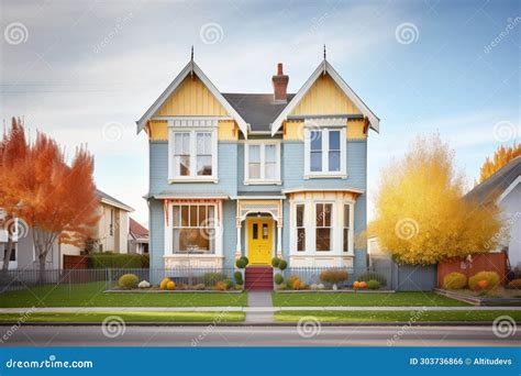 Classic Victorian House with Bay Windows Stock Photo - Image of design ...