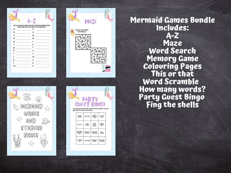 Mermaid Party Games Bundle, Kids Birthday Games, Mermaid Themed Party, Mermaid Party Pack ...