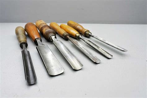 Vintage Set Of Six Gouges With Quality Makers - Tool Exchange