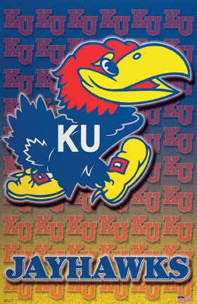 Kansas University Jayhawks Football Team Logo Mascot Posters