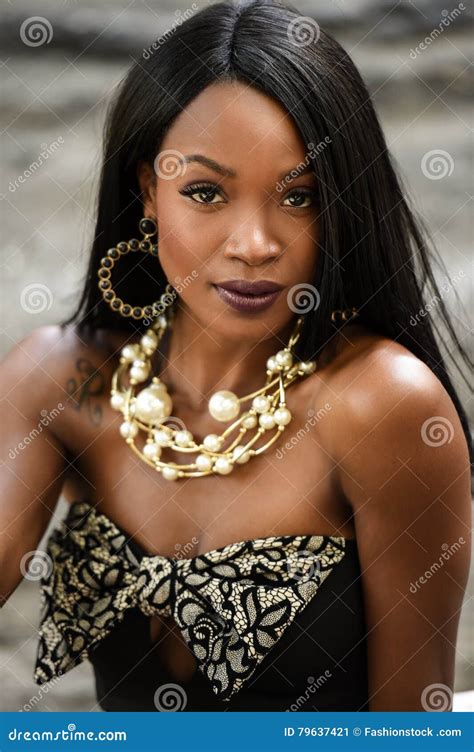 Exotic Looking African American Woman Posing In Front Of Camera. Stock Image | CartoonDealer.com ...