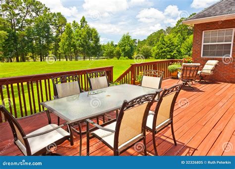 Backyard Deck stock image. Image of chair, cedar, plant - 32326805