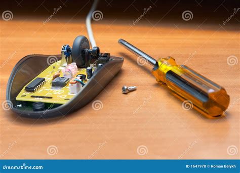 Repair of the Computer Mouse. Stock Photo - Image of knob, cover: 1647978