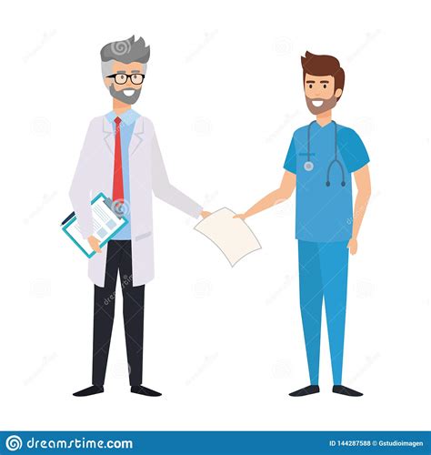 Professionals Doctor and Surgeon Characters Stock Vector - Illustration of gesture, adult: 144287588