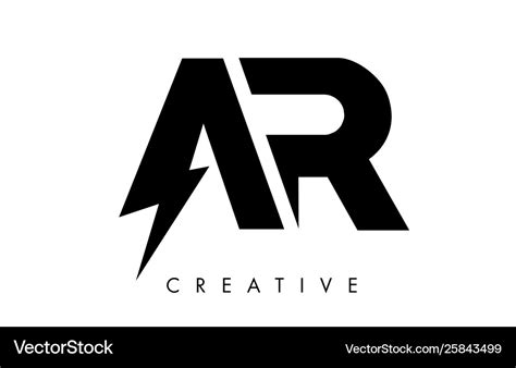 Ar letter logo design with lighting thunder bolt Vector Image