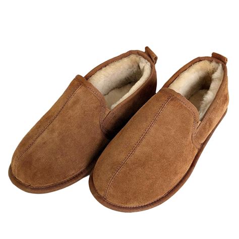 Deluxe Mens 'Liam' Sheepskin Slippers with Soft Sole - Chestnut ...