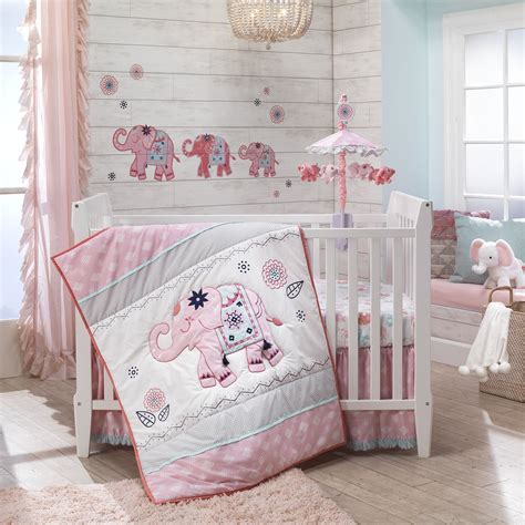 Boho Elephant White/Pink/Gray Baby Fitted Toddler/Crib Sheet | Baby crib bedding sets, Crib ...