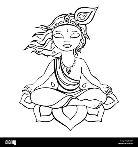 Hindu God Krishna. Vector hand drawn illustration Stock Photo - Alamy