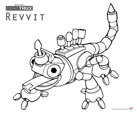 Dinotrux Revvit coloring pages black and white - Free Printable Coloring Pages