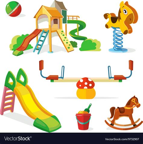 Icon set children playground Royalty Free Vector Image