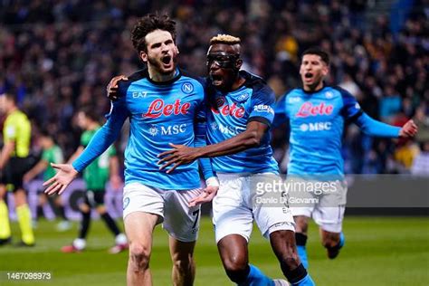 Khvicha Kvaratskhelia of SSC Napoli celebrate after scoring a goal... News Photo - Getty Images