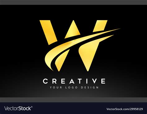 Creative w letter logo design with swoosh icon Vector Image