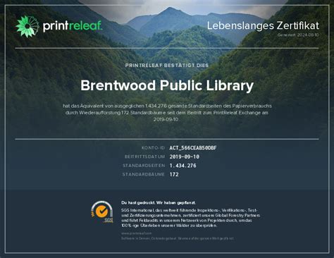 Brentwood Public Library | PrintReleaf