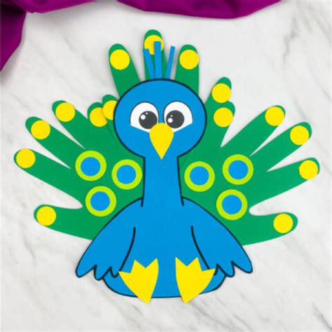 Cute Peacock Handprint Craft [FREE Template]