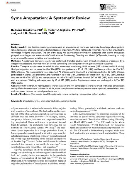 (PDF) Syme Amputation: A Systematic Review