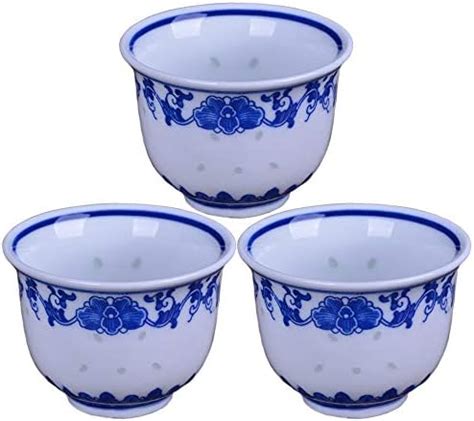 Amazon.com | Woonsoon Chinese Handmade Kungfu Tea Cup 80 ml,Bone China Blue and White Tea Cups ...