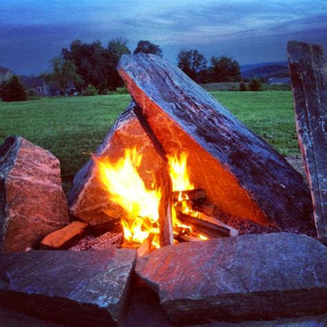 Natural granite stone fire pit | Future Ideas for Home Remodeling | P…