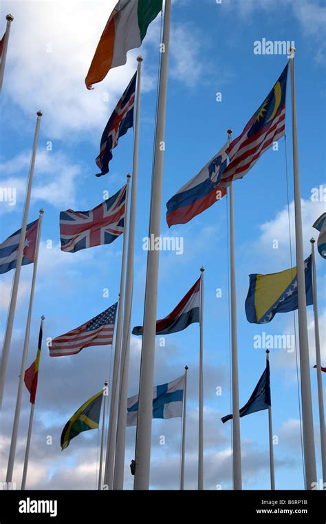 Flags blowing in the wind Stock Photo - Alamy